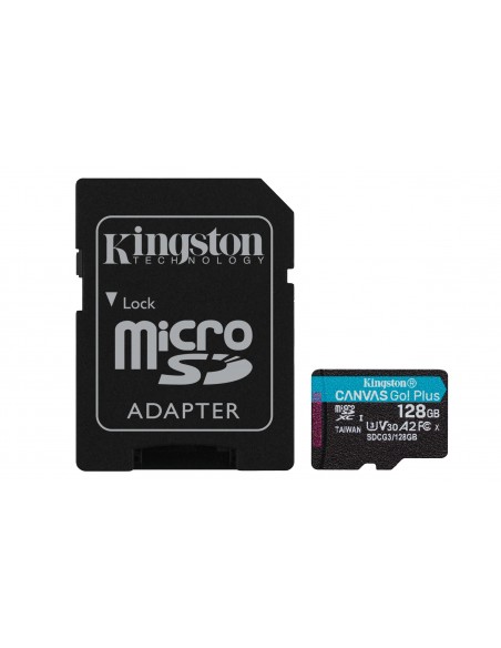 MICRO SECURE DIGITAL 128GB SDCG3 128GB CLASS10 U3 V30 + ADATTATORE READ 170MB S WRITE 70MB S CANVAS GO PLUS KINGSTON