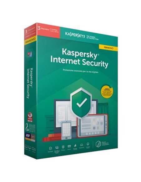 KASPERSKY BOX INTERNET SECURITY 2020 -- 3 DISPOSITIVI  RINNOVO (KL1939T5CFR-20SLIM) FINO:29/11