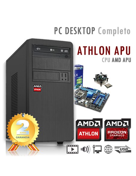 PC AMD Athlon X4 5150 Quad Core/Ram 2GB/Hd 320GB/PC Assemblato Completo Computer Desktop