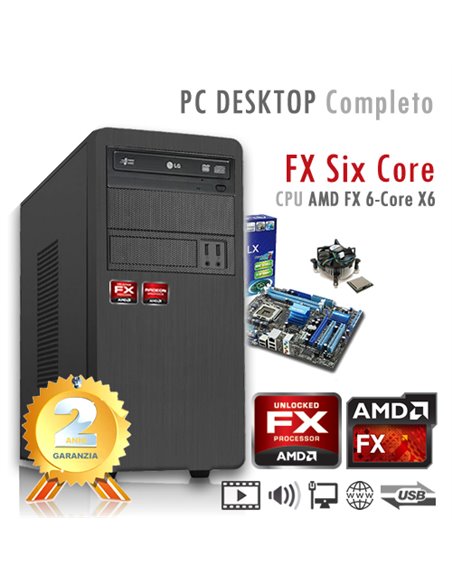 PC AMD FX X6 6300 Six Core/Ram 16GB/Hd 1000GB (1TB)/PC Assemblato Completo Computer Desktop
