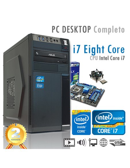 PC Intel Core i7-9700 Eight Core/Ram 8GB/Hd 1000GB (1TB)/PC Assemblato Completo Computer Desktop