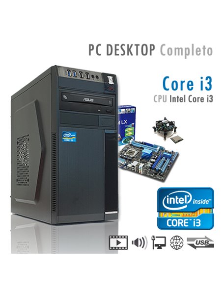 PC Intel Core i3-7100 Dual Core/Ram 2GB/Hd 320GB/PC Assemblato Completo Computer Desktop