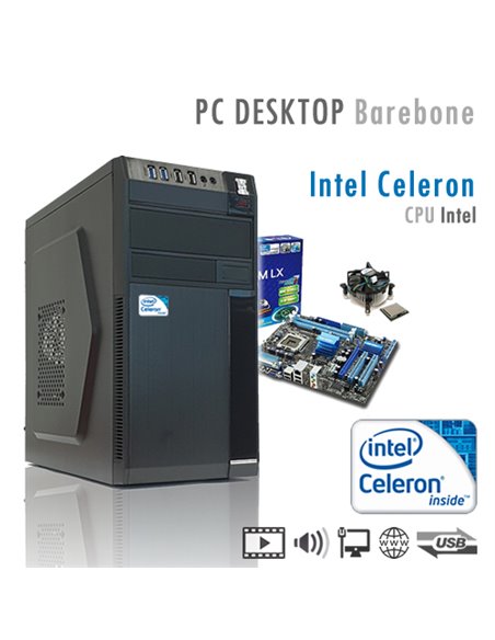PC Intel Celeron G3900 Dual Core/Ram 2GB/PC Assemblato Barebone Computer Desktop