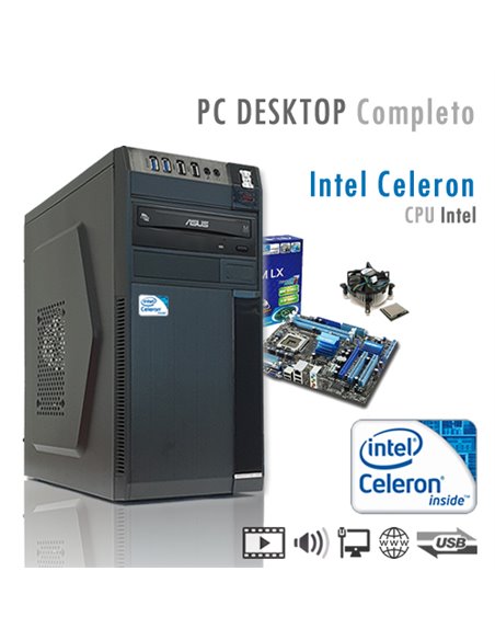 PC Intel Celeron G3900 Dual Core/Ram 4GB/SSD 240GB/PC Assemblato Completo Computer Desktop