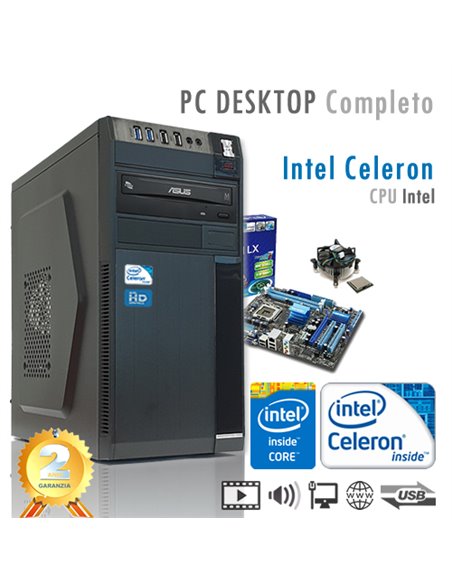 PC Intel Celeron G4900 Dual Core/Ram 2GB/Hd 500GB/PC Assemblato Completo Computer Desktop