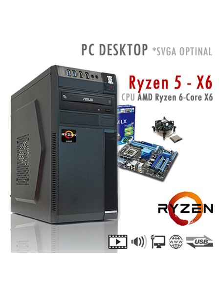PC AMD Ryzen 5 X6 1600x Six Core/Ram 4GB/SSD 120GB/PC Assemblato Computer Desktop