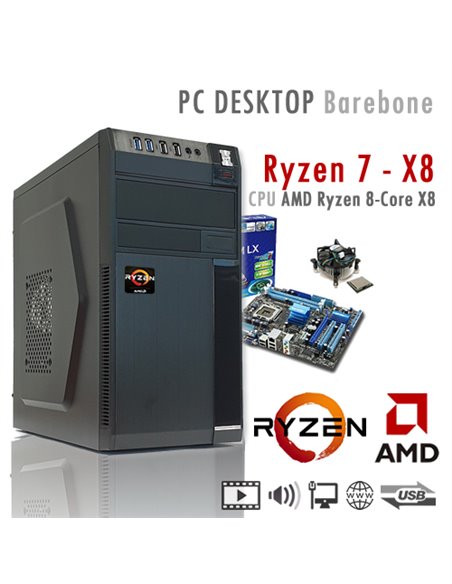 PC AMD Ryzen 7 X8 3800x Eight Core/Ram 4GB/PC Assemblato Barebone Computer Desktop