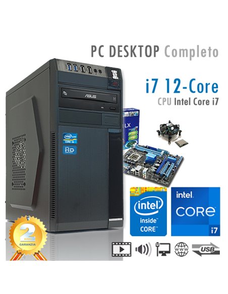 PC Intel Core i7-12700 12 Core/Ram 16GB/SSD M.2 500GB/PC Assemblato Completo Computer Desktop