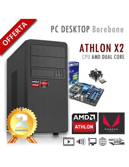 PC AMD Athlon X2 200G Dual Core/Ram 2GB/PC Assemblato Barebone Computer Desktop